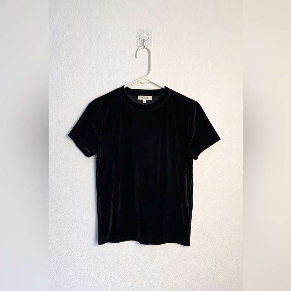 Madewell Black Velvet Short Sleeve Tee